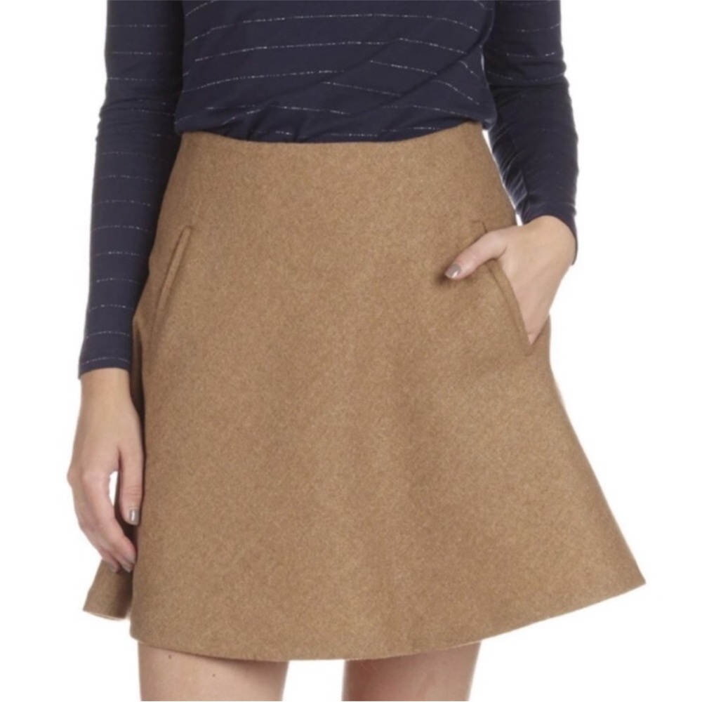 Wool A-Line Women's Mini Skirt in Tan Size Small